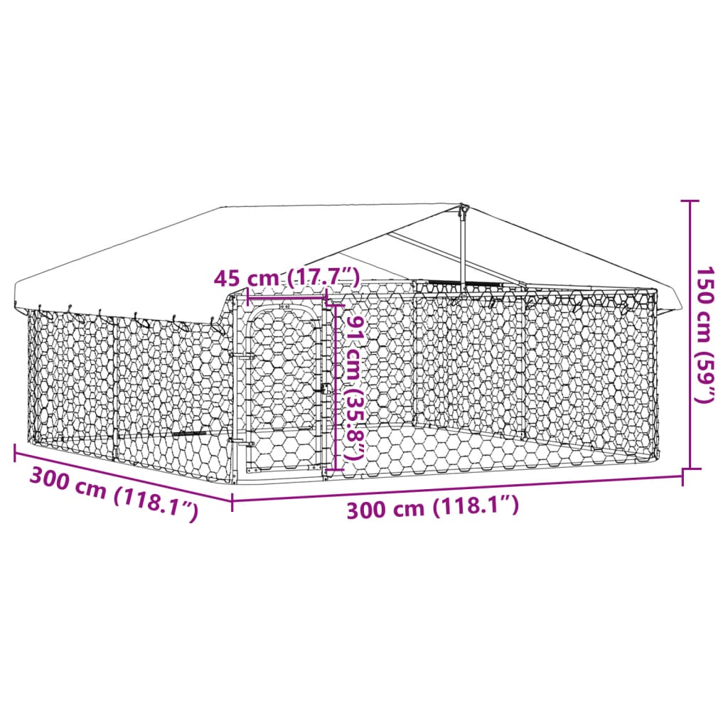 Hondenkennel met dak 300x300x150 cm