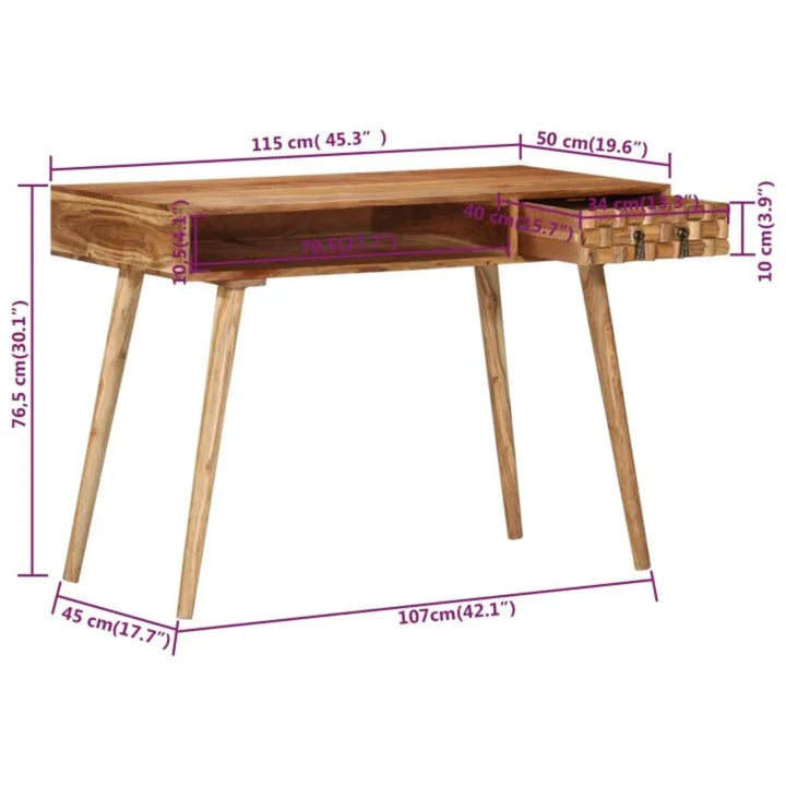 Schrijftafel 115x50x76 cm massief acaciahout