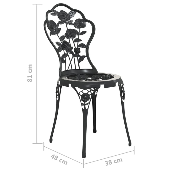 Bistrostoelen 2 st gietaluminium zwart