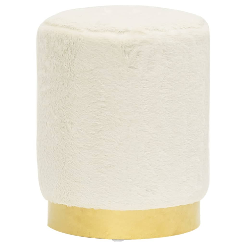 Hocker rond pluche wit