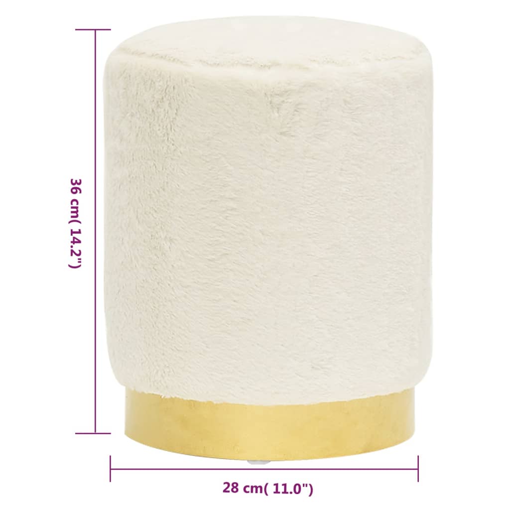 Hocker rond pluche wit