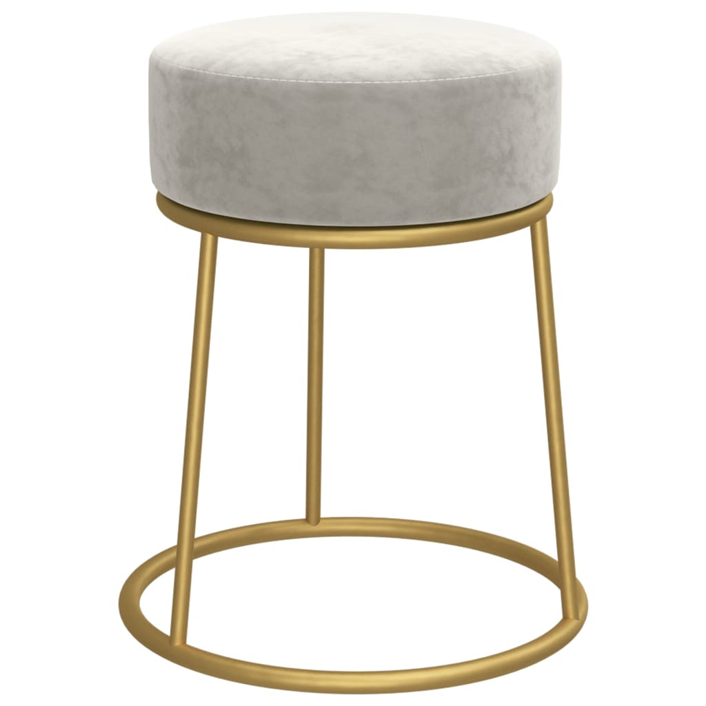 Hocker rond fluweel lichtgrijs