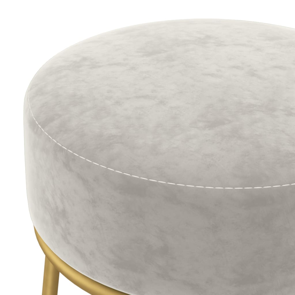 Hocker rond fluweel lichtgrijs