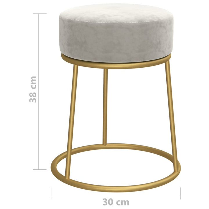 Hocker rond fluweel lichtgrijs