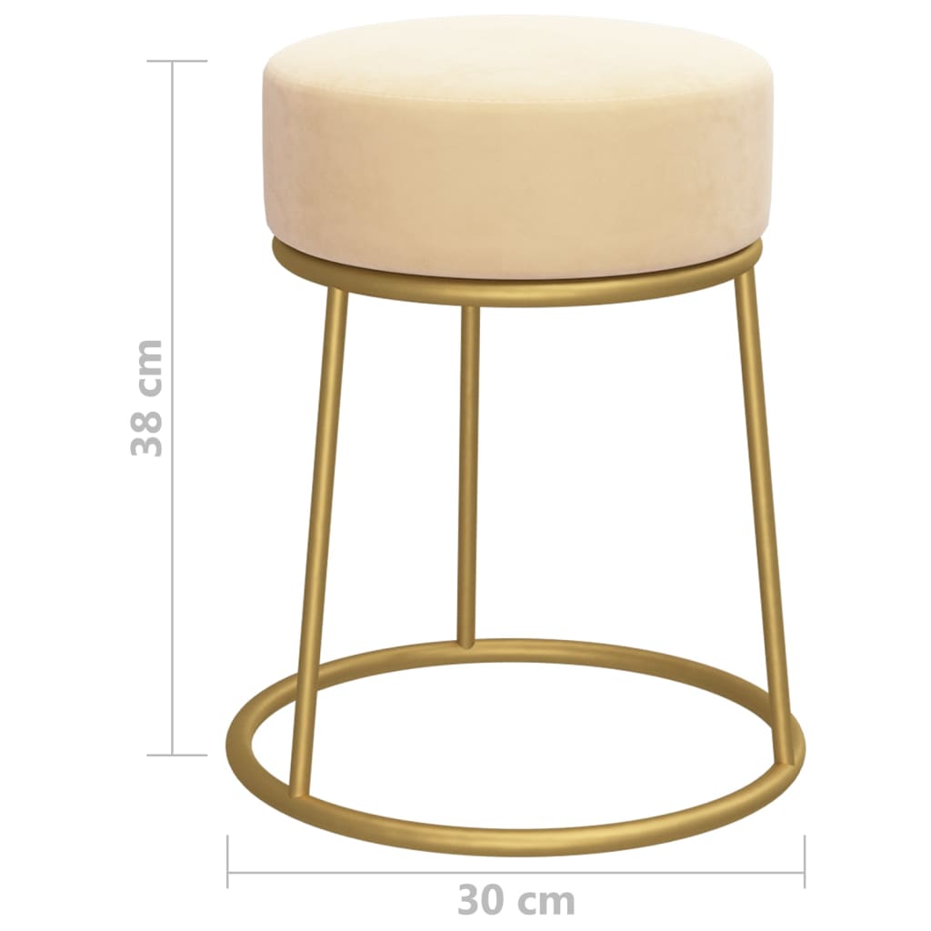 Hocker rond fluweel abrikooskleurig