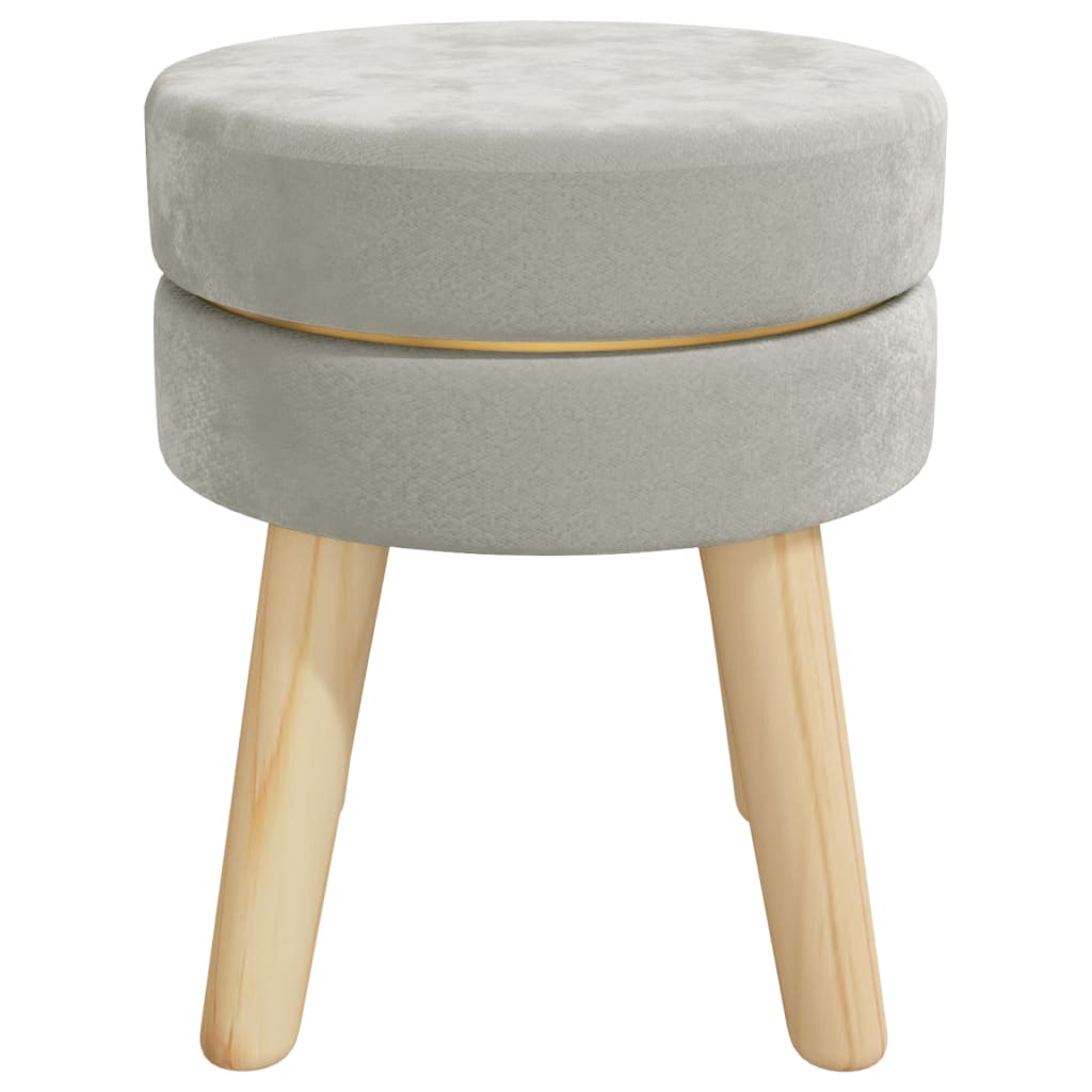 Hocker rond fluweel lichtgrijs