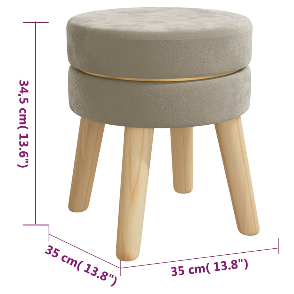 Hocker rond fluweel donkergrijs