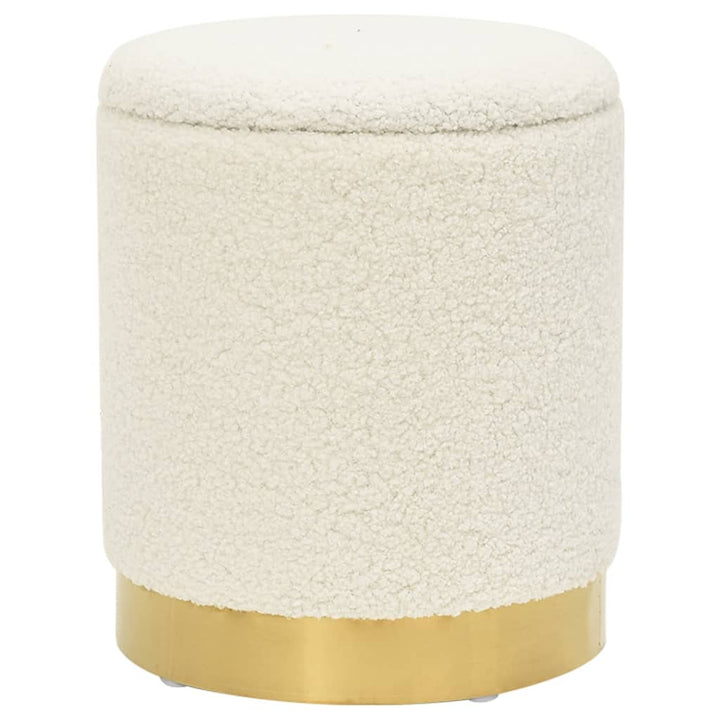 Hocker met opbergruimte rond fleece wit