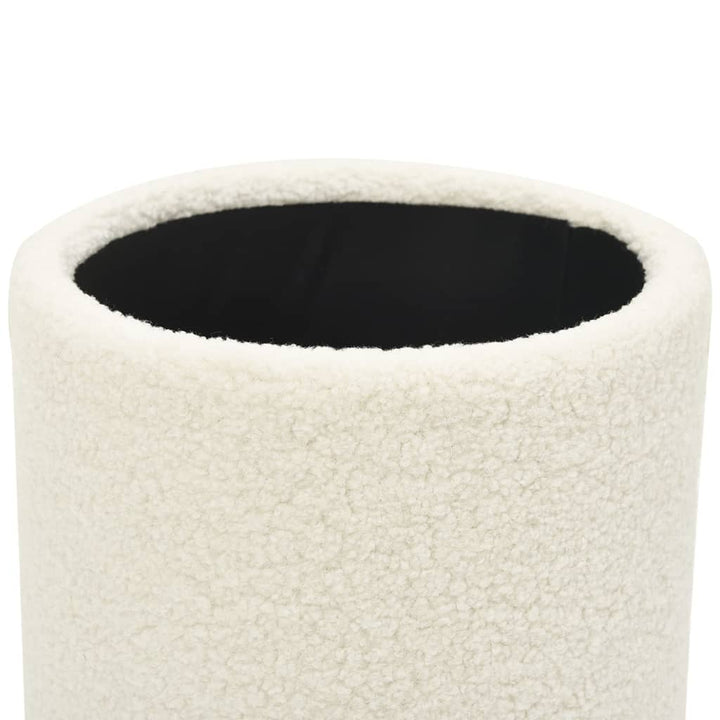 Hocker met opbergruimte rond fleece wit