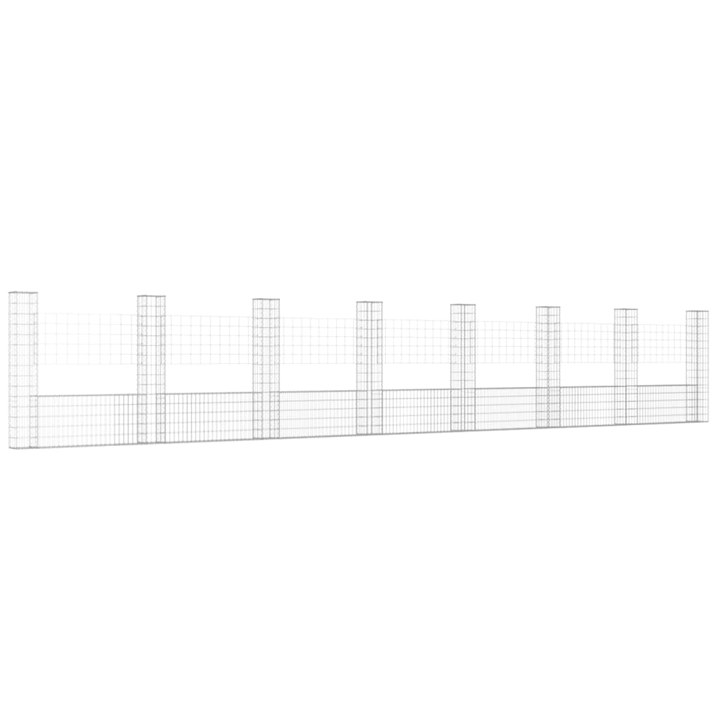 Schanskorf U-vormig met 8 palen 860x20x150 cm ijzer