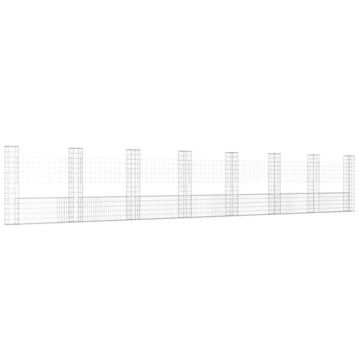 Schanskorf U-vormig met 8 palen 860x20x150 cm ijzer