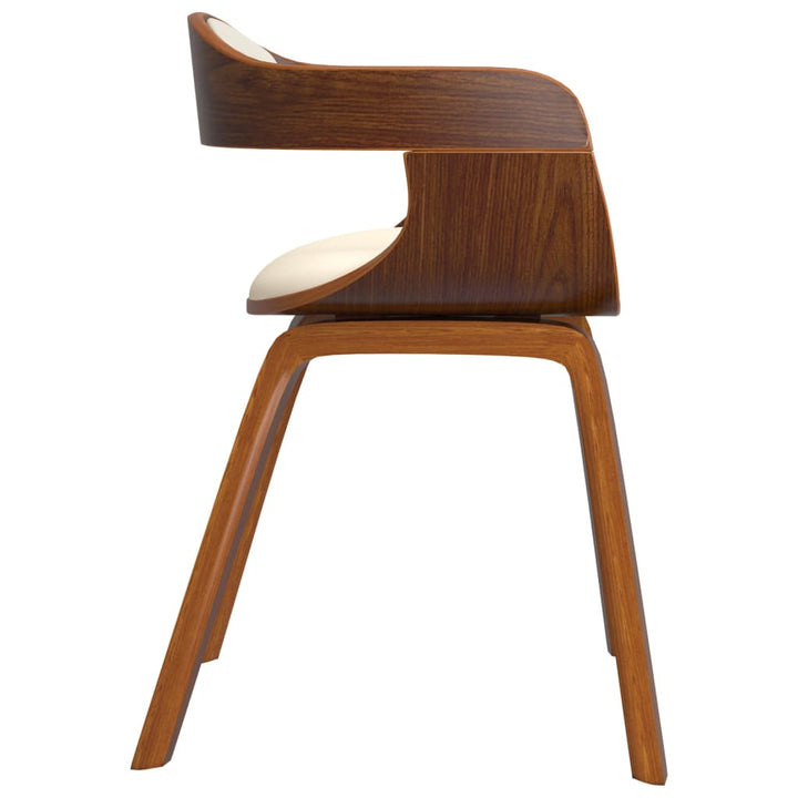 Eetkamerstoelen 2 st gebogen hout en kunstleer crèmekleurig