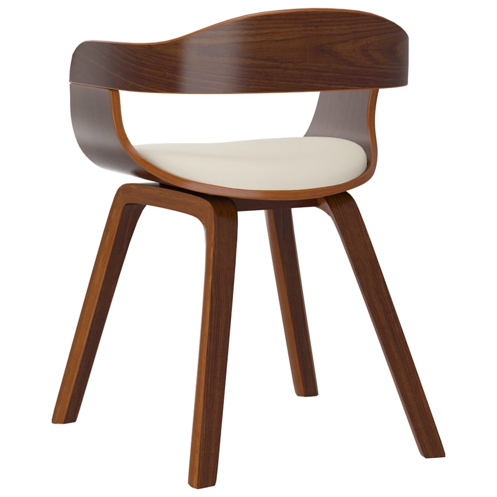 Eetkamerstoelen 2 st gebogen hout en kunstleer crèmekleurig