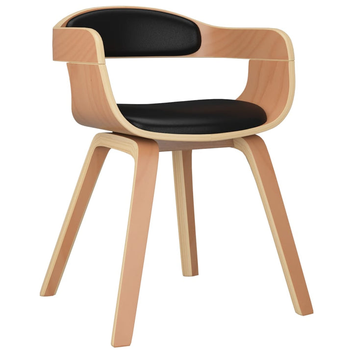 Eetkamerstoelen 2 st gebogen hout en kunstleer zwart