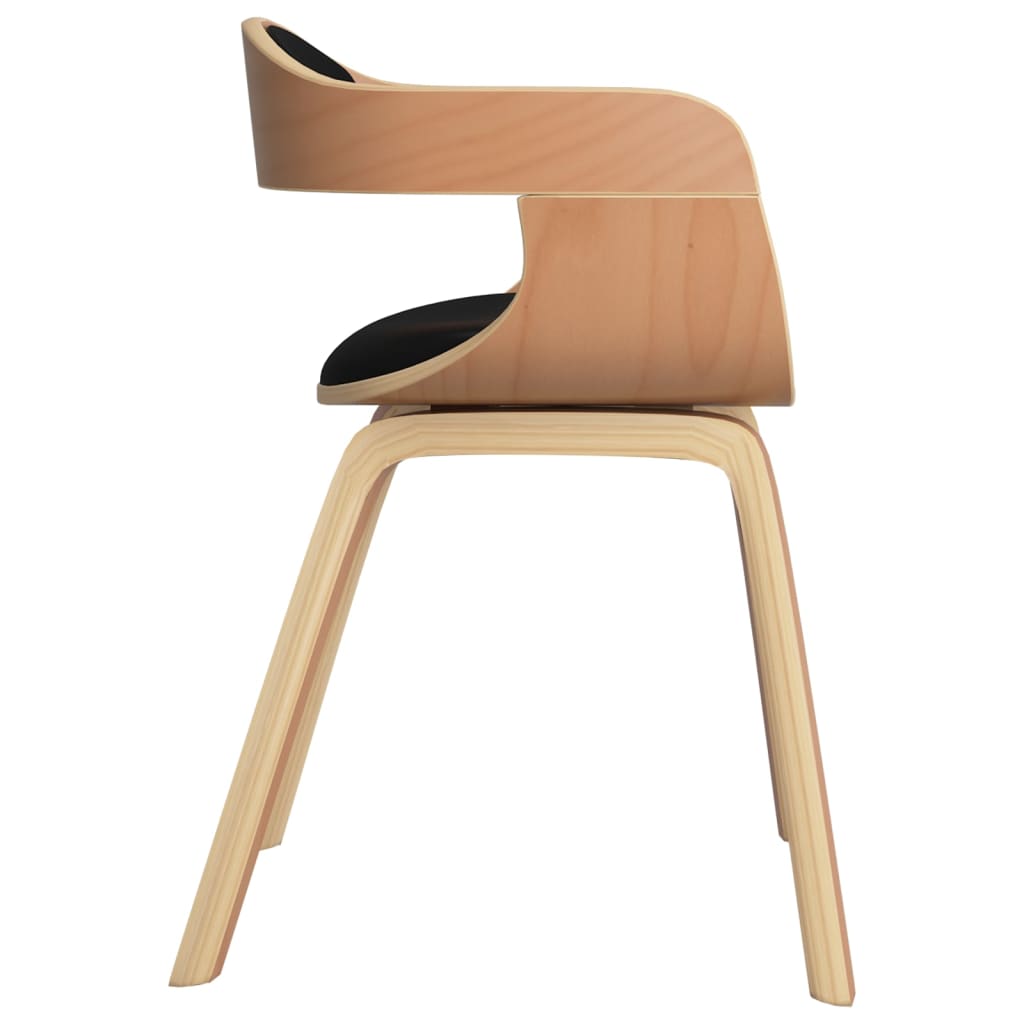 Eetkamerstoelen 2 st gebogen hout en kunstleer zwart