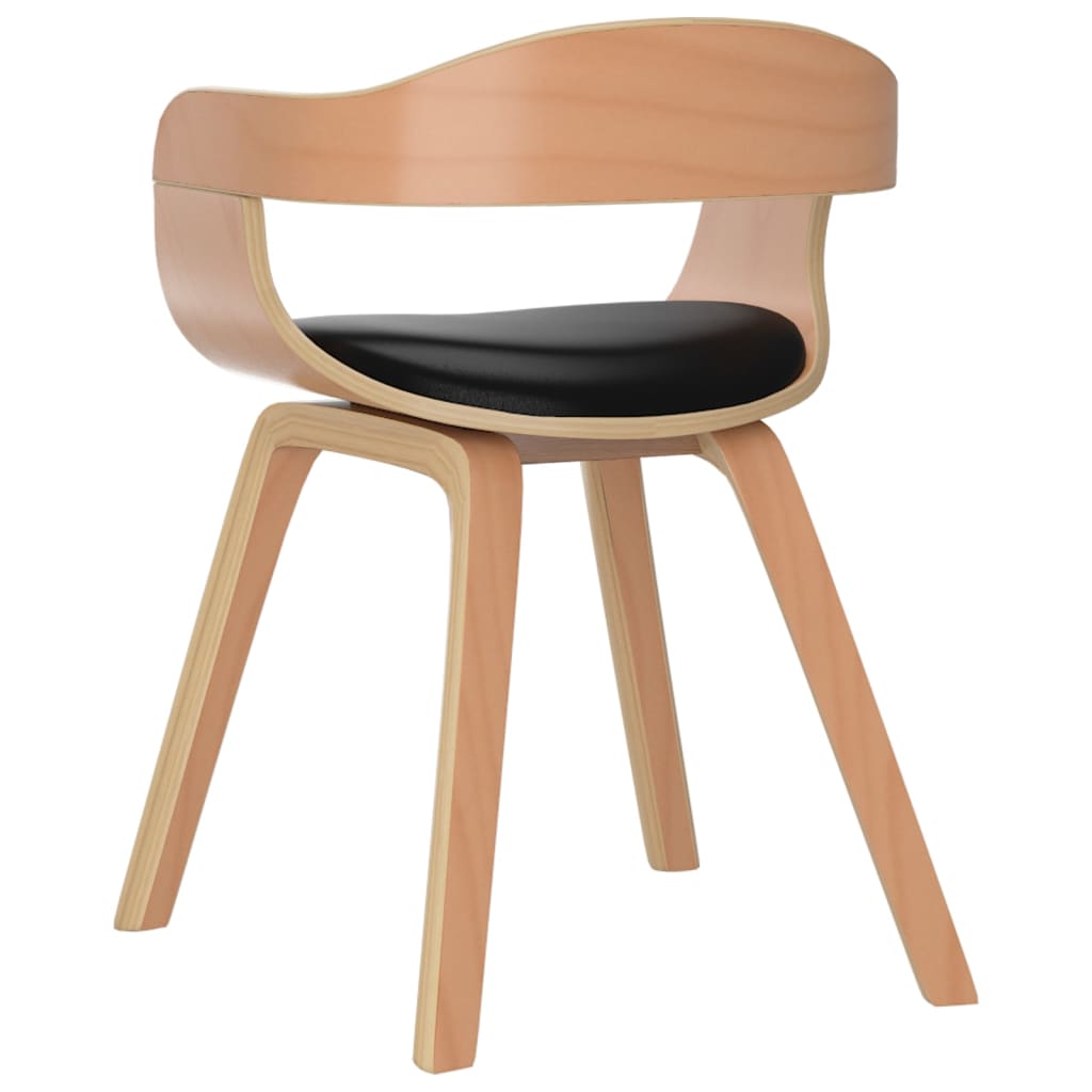 Eetkamerstoelen 2 st gebogen hout en kunstleer zwart