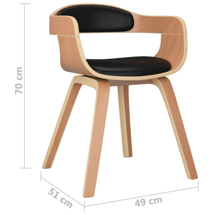 Eetkamerstoelen 2 st gebogen hout en kunstleer zwart