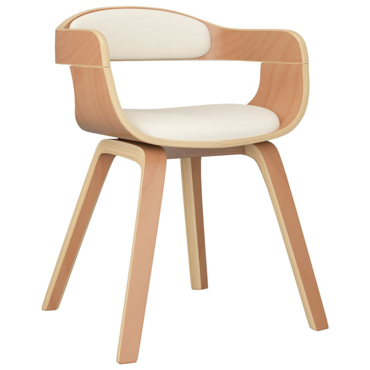 Eetkamerstoelen 4 st gebogen hout en kunstleer crèmekleurig