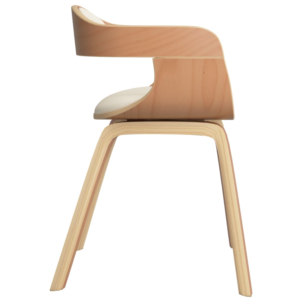 Eetkamerstoelen 4 st gebogen hout en kunstleer crèmekleurig