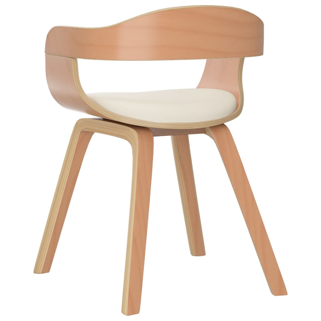 Eetkamerstoelen 4 st gebogen hout en kunstleer crèmekleurig