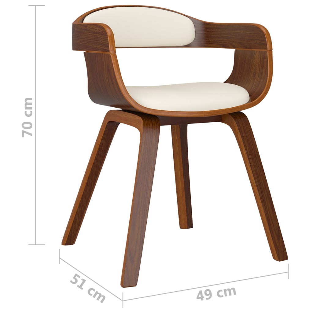 Eetkamerstoelen 6 st gebogen hout en kunstleer crèmekleurig