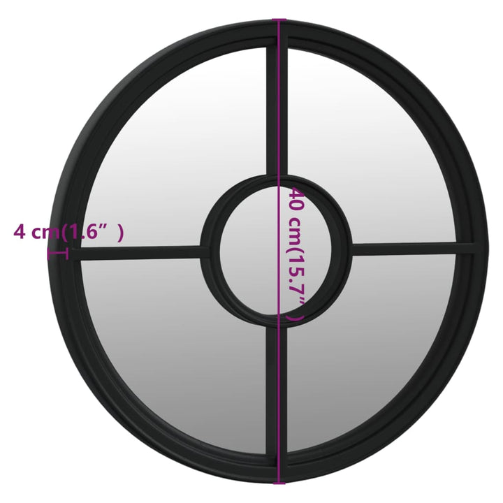 Tuinspiegel rond 40x4 cm ijzer zwart