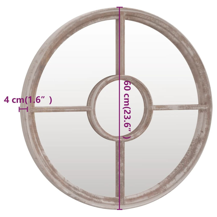 Tuinspiegel rond 60x4 cm ijzer zandkleurig