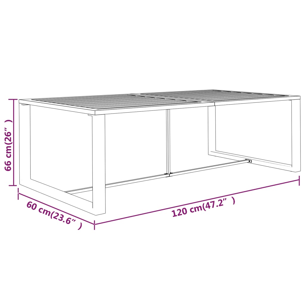 Tuintafel 120x60x66 cm aluminium antracietkleurig