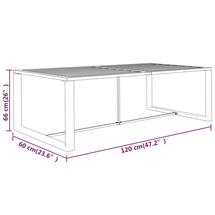 Tuintafel 120x60x66 cm aluminium antracietkleurig