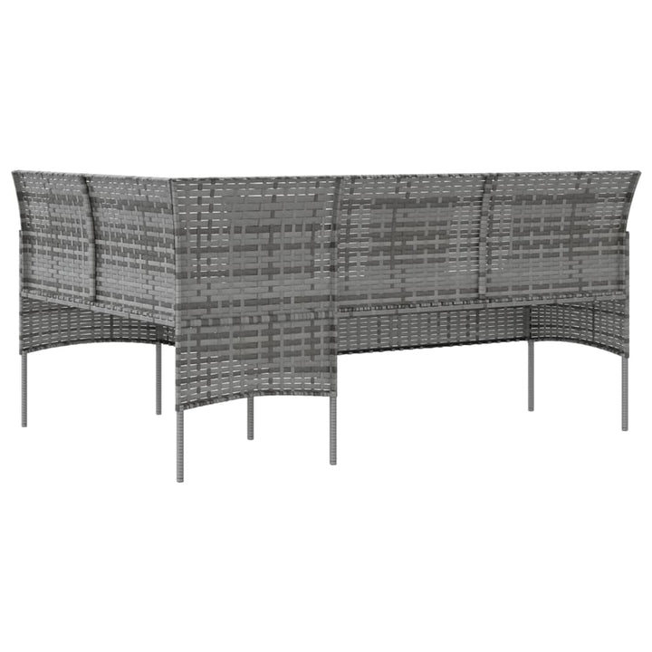 Loungebank met kussens L-vormig poly rattan grijs