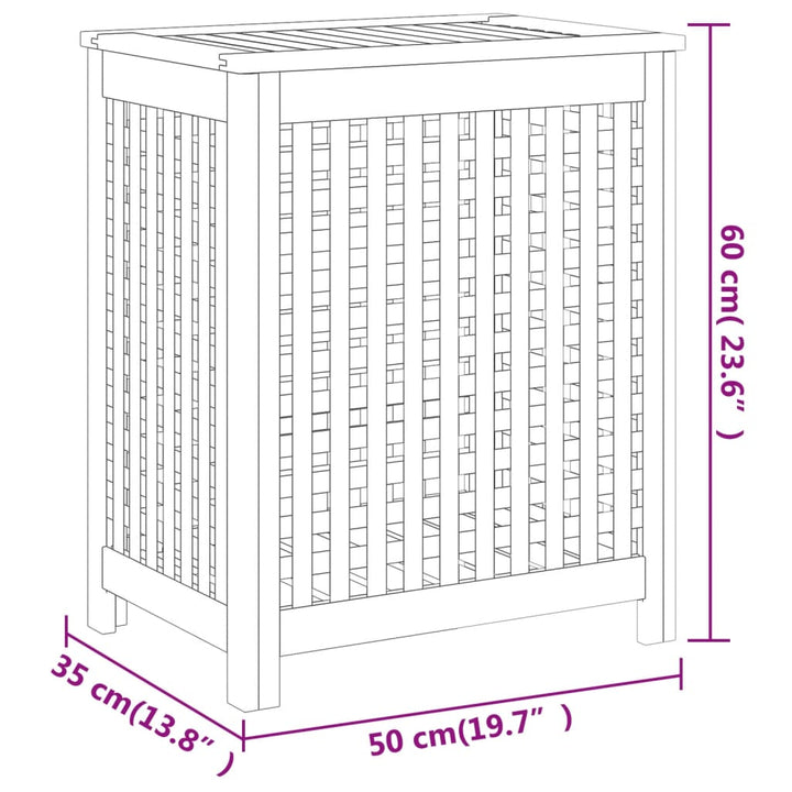 Wasmand 50x35x60 cm massief teakhout