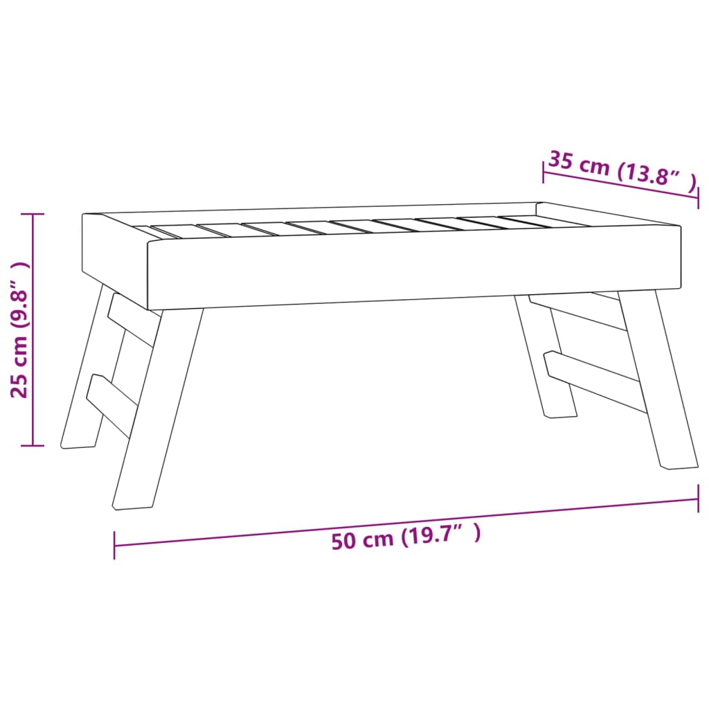 Dienblad inklapbaar 55x35x25 cm massief teakhout