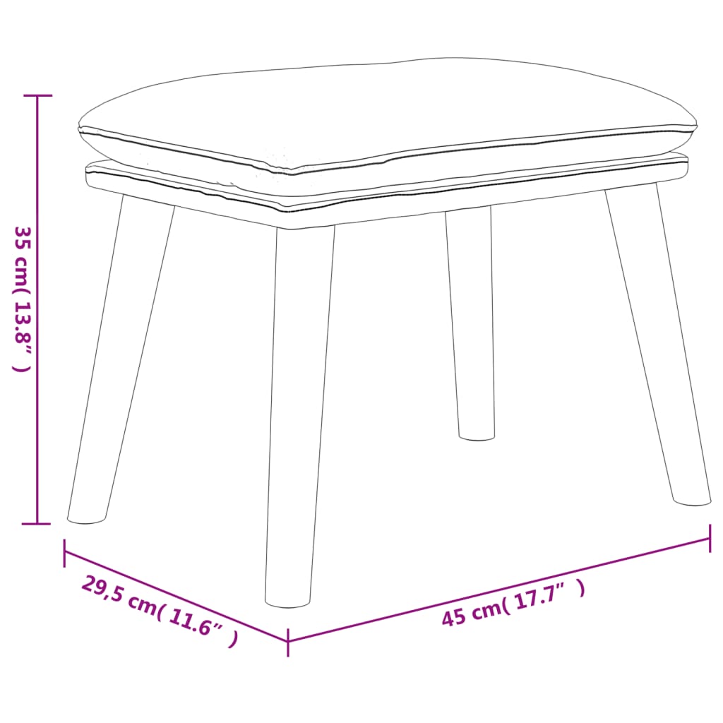 Voetenbank 45x29,5x35 cm fluweel wijnrood