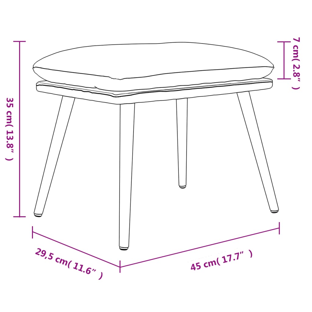 Voetenbank 45x29,5x35 cm stof donkergrijs