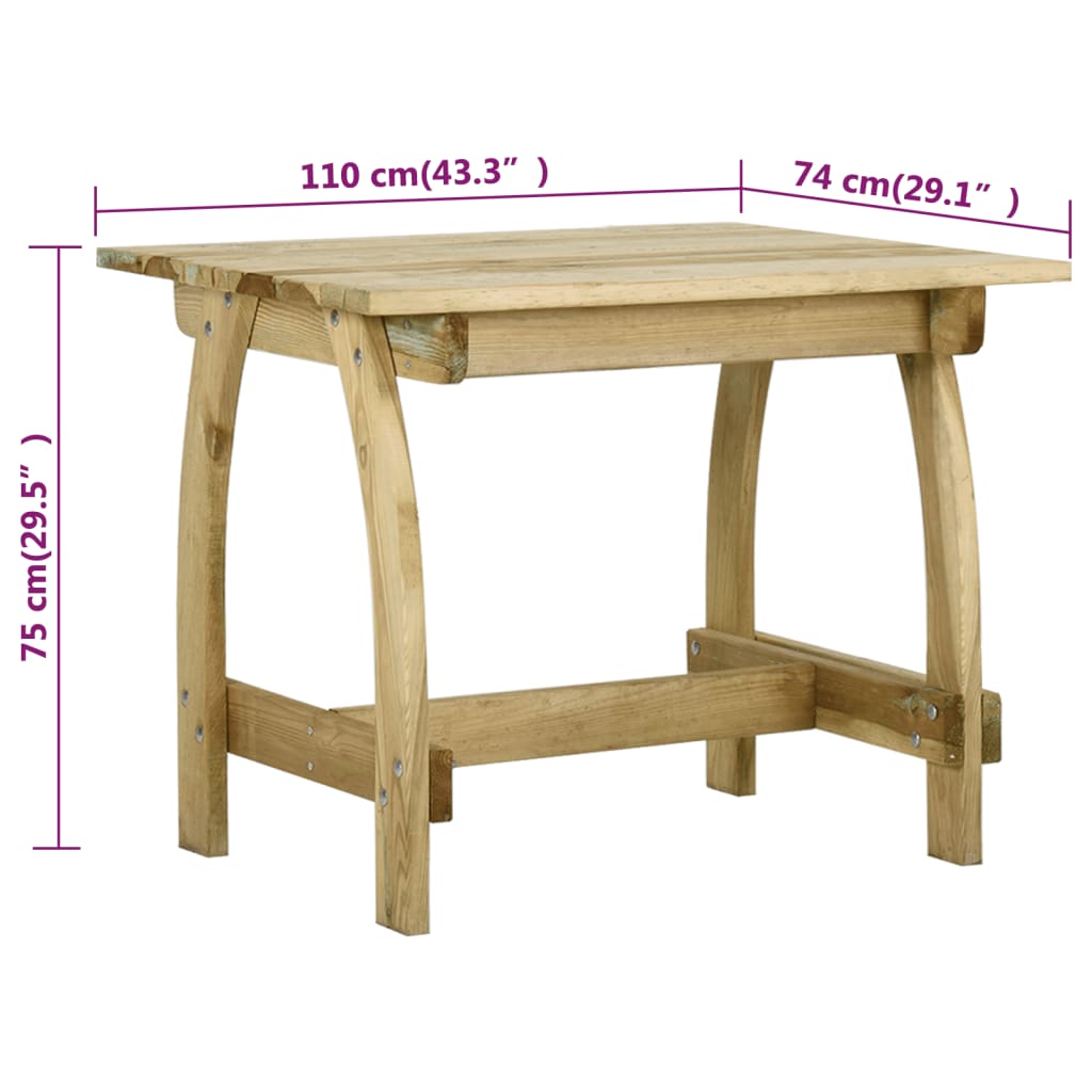 Tuintafel 110x74x75 cm geïmpregneerd grenenhout