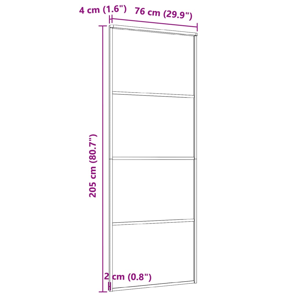 Schuifdeur 76x205 cm ESG-glas en aluminium wit