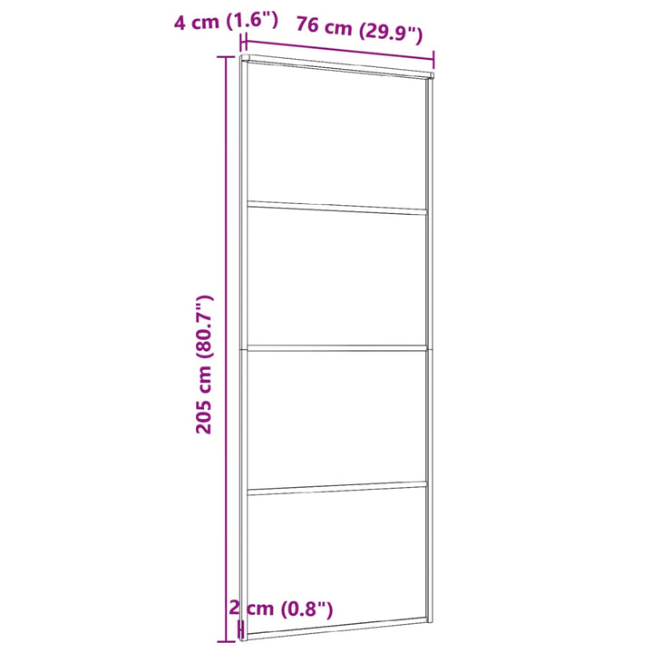 Schuifdeur 76x205 cm ESG-glas en aluminium wit