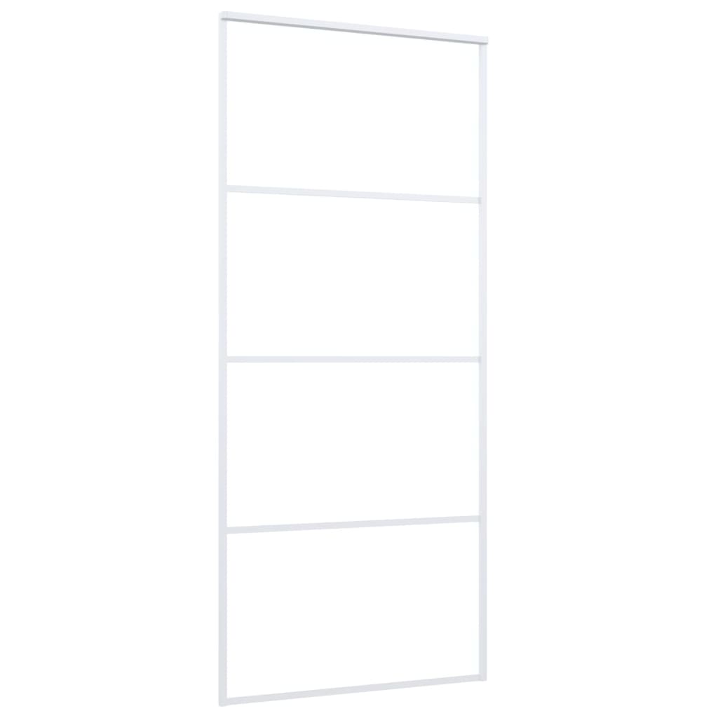 Schuifdeur 90x205 cm mat ESG-glas en aluminium wit