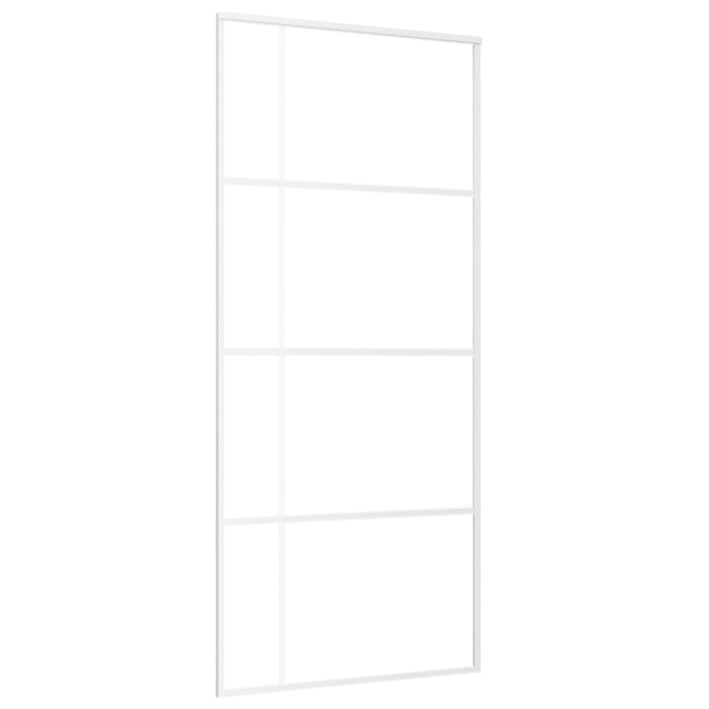 Schuifdeur 90x205 cm ESG-glas en aluminium wit