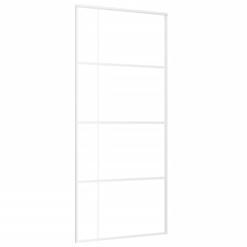 Schuifdeur 90x205 cm mat ESG-glas en aluminium wit