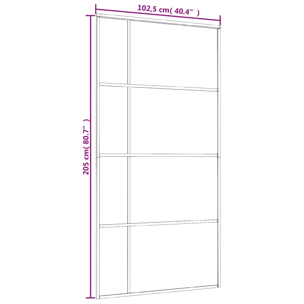 Schuifdeur 102,5x205 cm mat ESG-glas en aluminium wit