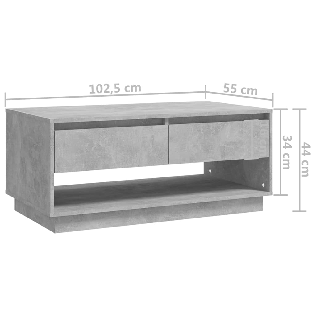 Salontafel 102,5x55x44 cm bewerkt hout betongrijs