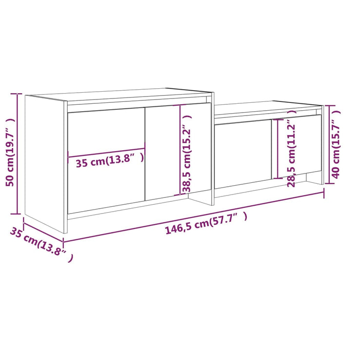 Tv-meubel 146,5x35x50 cm bewerkt hout hoogglans wit