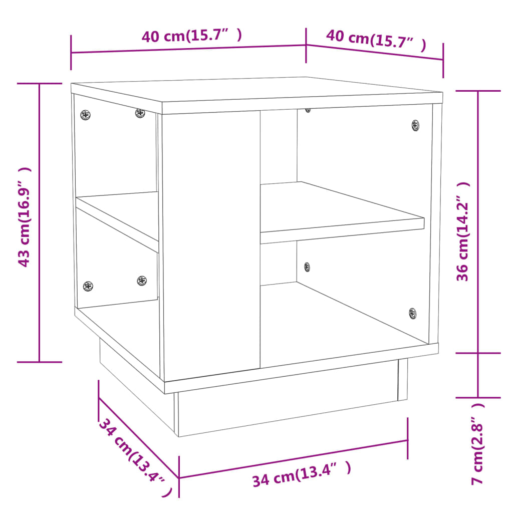 Salontafel 40x40x43 cm bewerkt hout sonoma eikenkleurig