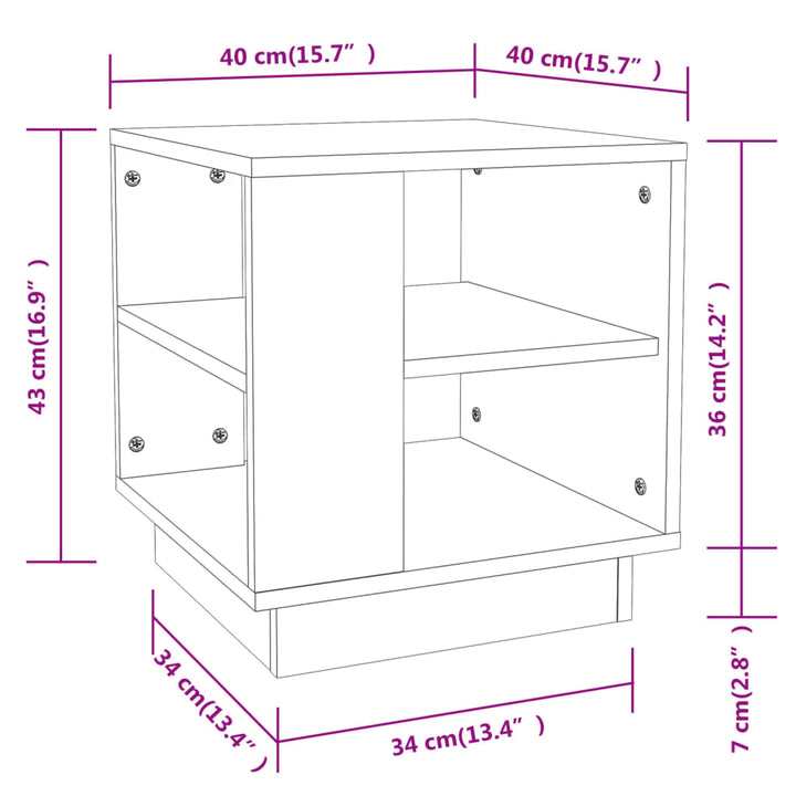 Salontafel 40x40x43 cm bewerkt hout sonoma eikenkleurig