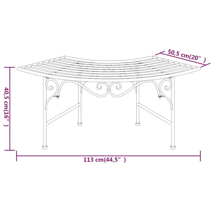 Boombank 113 cm staal zwart