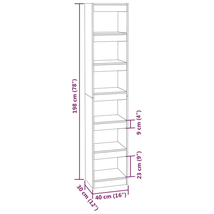 Boekenkast/kamerscherm 40x30x198 cm bruin eikenkleur