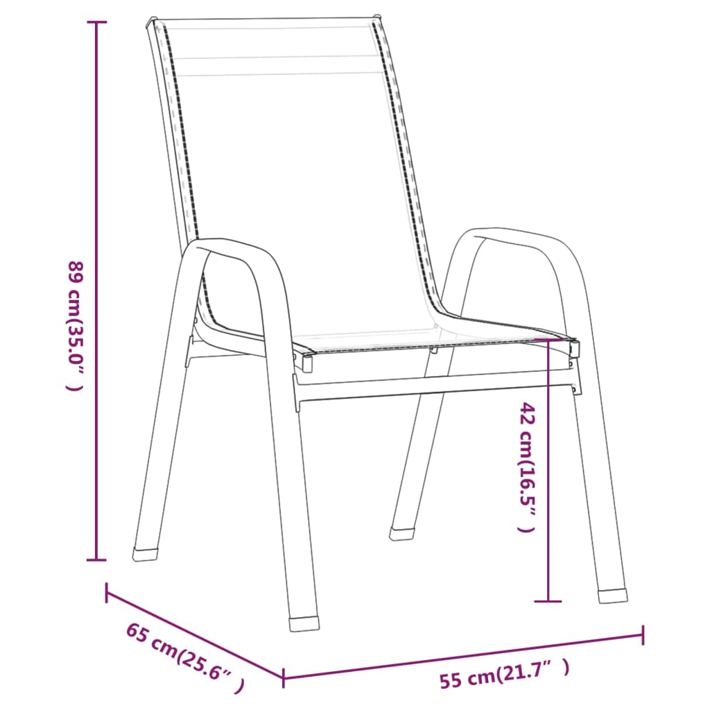 Tuinstoelen stapelbaar 4 st textileen stof grijs