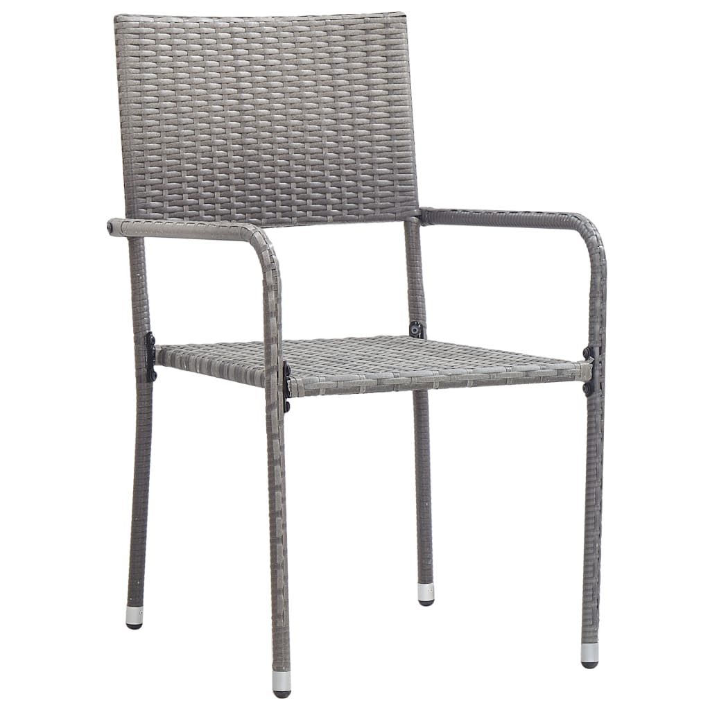 Tuinstoelen 2 st stapelbaar poly rattan grijs