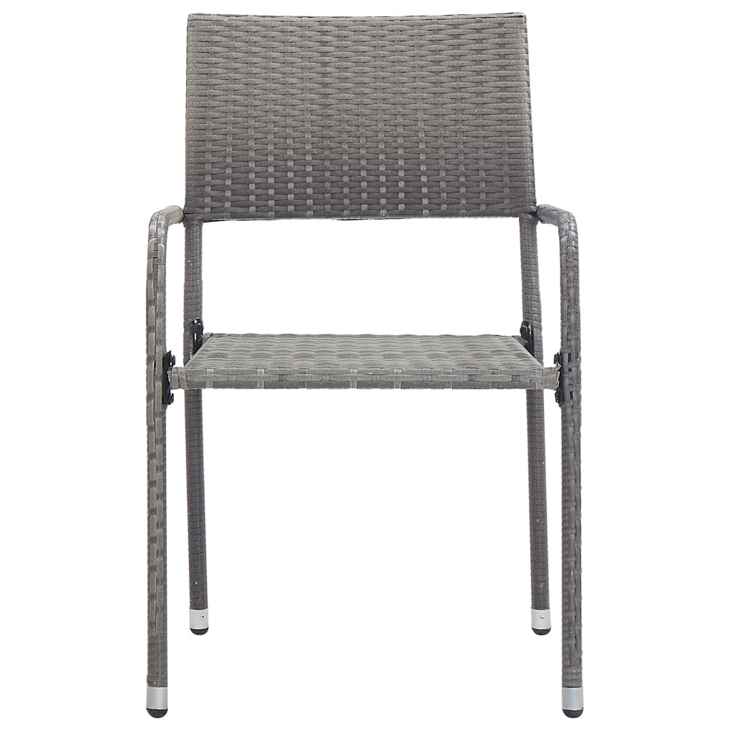 Tuinstoelen 2 st stapelbaar poly rattan grijs